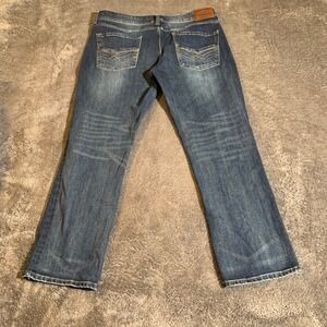 Seven7 Jeans Co Mens Straight Fit Premium Denim Blue Jeans Medium Wash 38x30